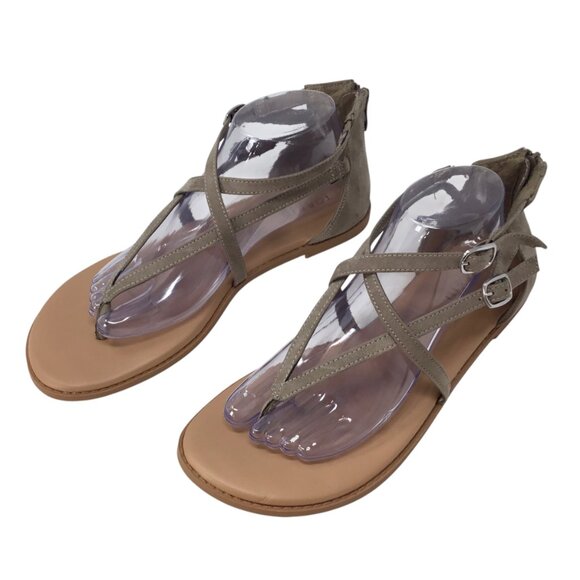 Torrid Sandals Women's Size 9.4 WW Wide Strappy Flats Gladiator Ankle Zipper - Picture 2 of 10